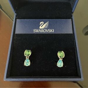 Swarovski green and blue erin aqua crystal drop earrings